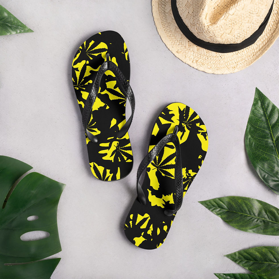 Thumbnail: Yellow Weed Leaf Camo Flip-Flops