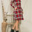 Thumbnail: Plaid Long Sleeve Round Neck with Pocket Midi Dress