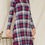 Thumbnail: Plaid Long Sleeve Round Neck with Pocket Midi Dress