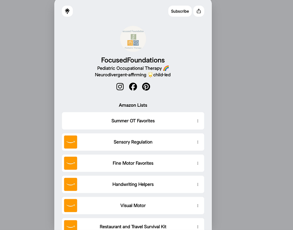 LinkTree with Amazon Lists for OT Recommendations