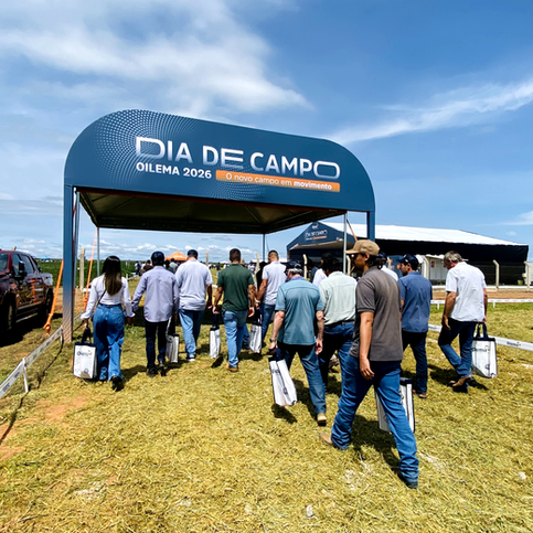Imagens da entrada do evento Dia de Campo Oilema 2026