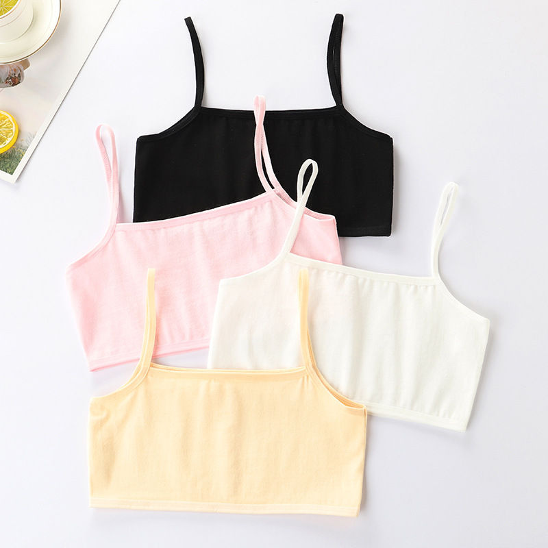 Thumbnail: Girls Brassiere Cotton Underwear Back Buckle Design Training Bras 4 set