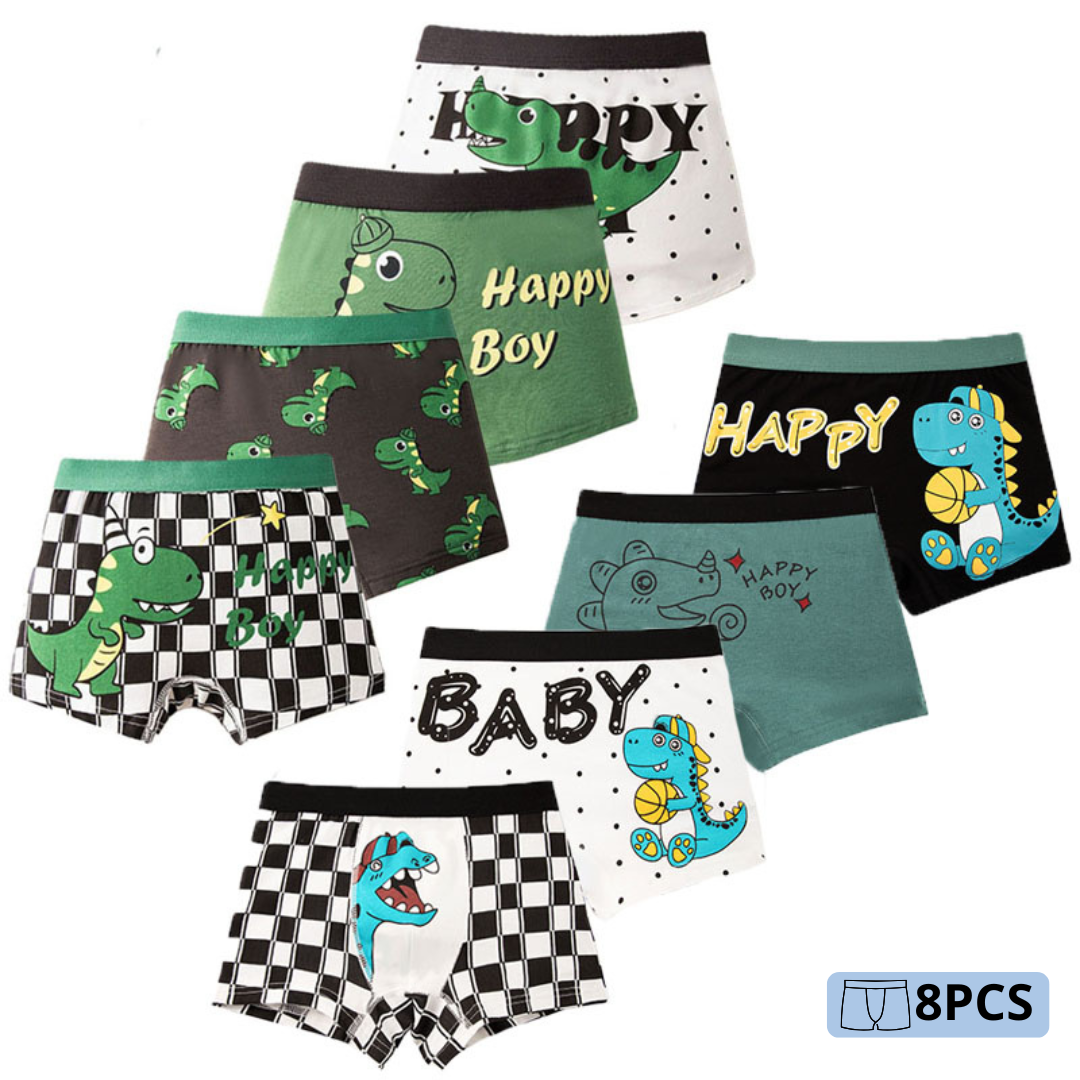 4/8 Pieces Dinosaur Pattern Printed Boys Boxer Briefs 3-12 T