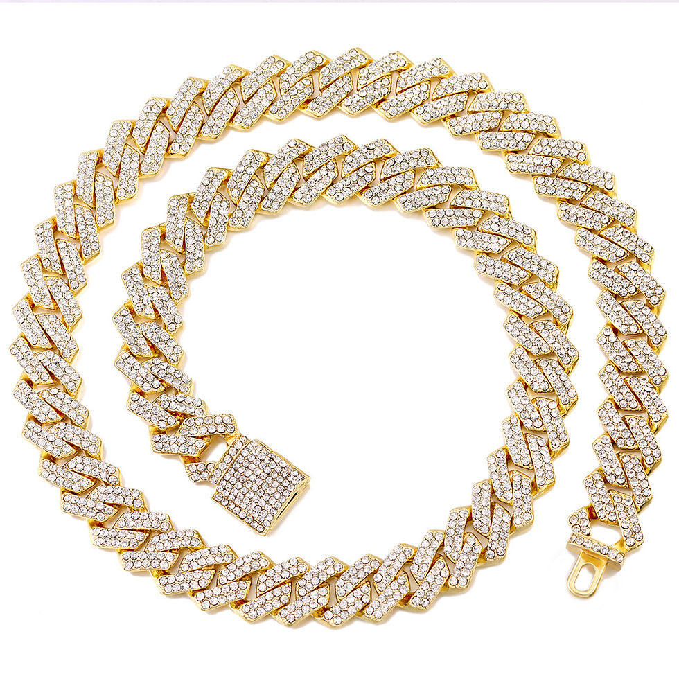 Thumbnail: Cuban Link Chain Necklace Rhinestone Covered