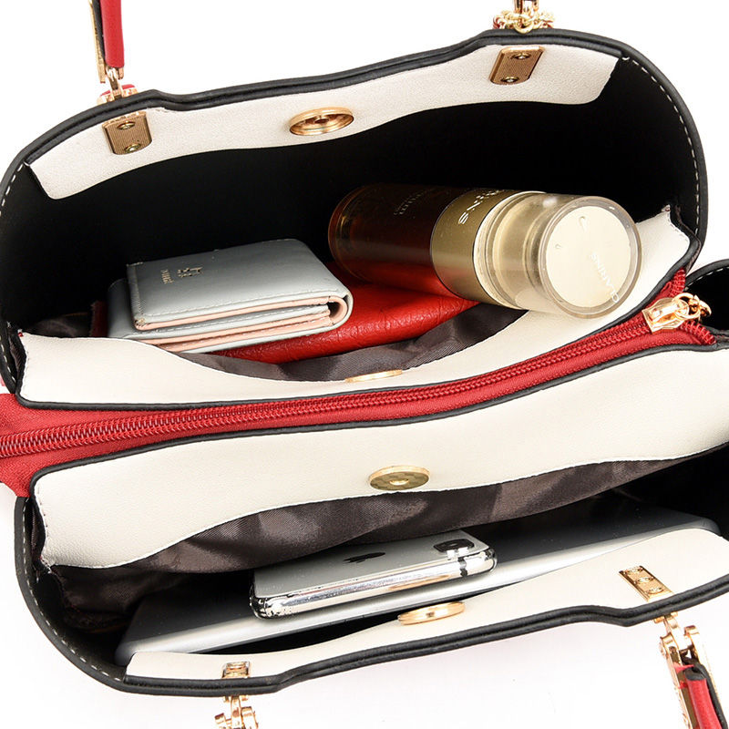 Thumbnail: Women's Shoulder 3-Layer Large Capacity High Quality Leather Tote Handbag