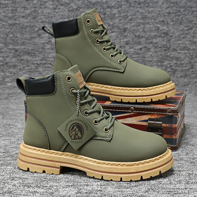 Thumbnail: Men Leather High Top Boots 