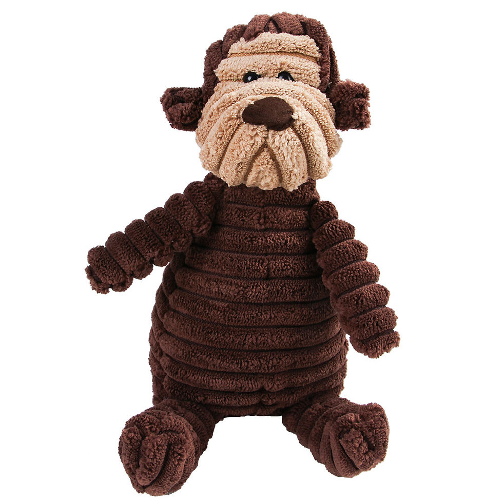 Thumbnail: Pet Dog Molar Corduroy Monkey Pig Voice Plush Tooth Cleaning Toy 