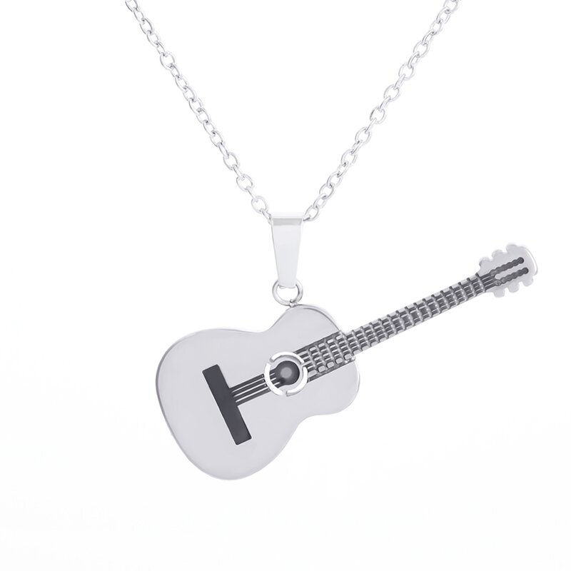 Thumbnail: Stainless Steel Music Guitar Pendant Necklace 