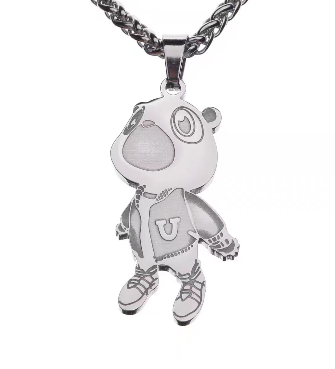 Funny Bear Stainless Steel Pendant Europe and America Hip Hop Necklace Fashion J