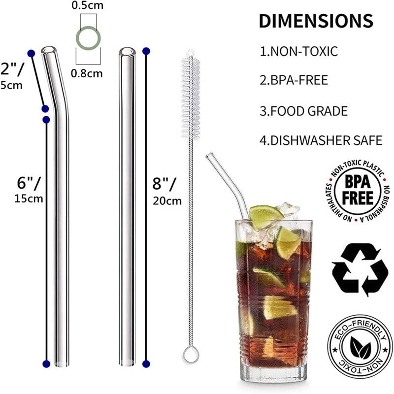 Thumbnail:  Multi-Color Mixed Reusable Glass Straws & Cleaning Brush