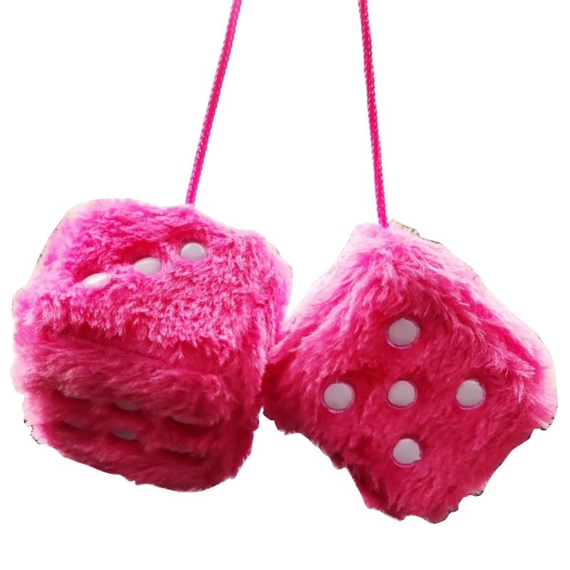 Thumbnail: Fuzzy Multi-color Plush Hanging Dices 