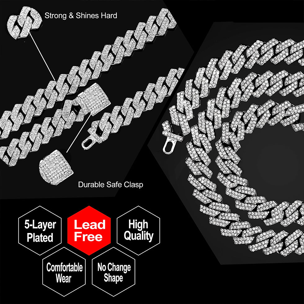 Thumbnail: Cuban Link Chain Necklace Rhinestone Covered