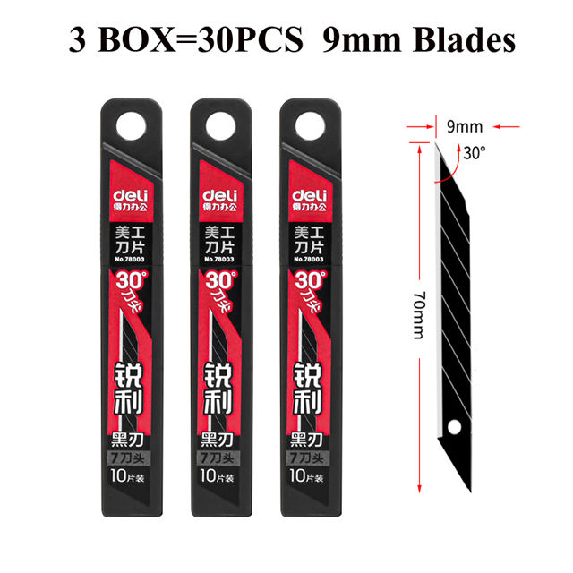 Thumbnail: Retractable Box Cutter 9mm 30 Degree Blade Utility Knife Carbon Steel 