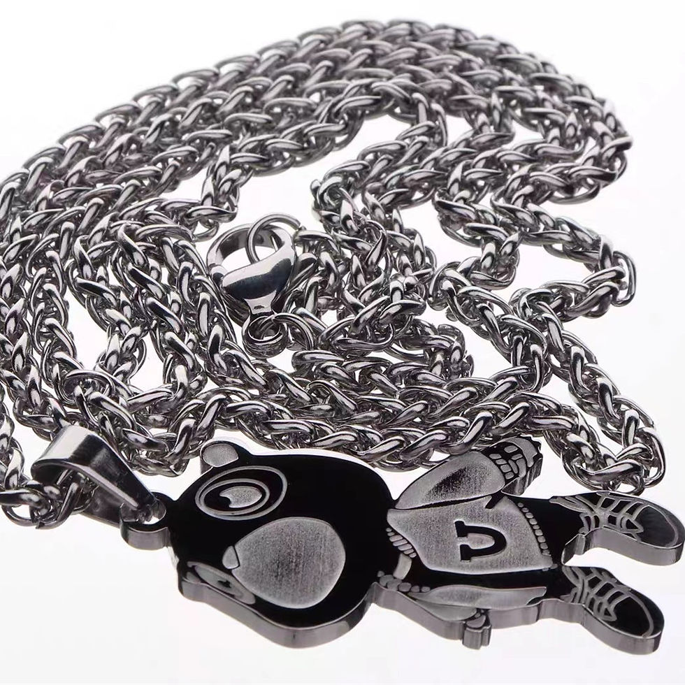 Thumbnail: Funny Bear Stainless Steel Pendant Europe and America Hip Hop Necklace Fashion J