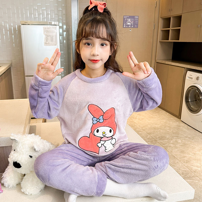Thumbnail: Flannel Childrens Pajamas Set Sleepwear Kid Loungewear