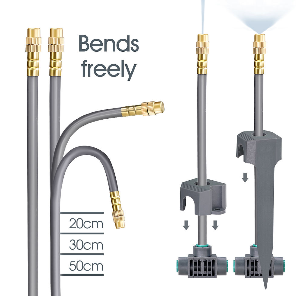 Thumbnail: 20cm Flexible Brass Nozzle Automatic Misting System - Quick Connect  1/4" Hose