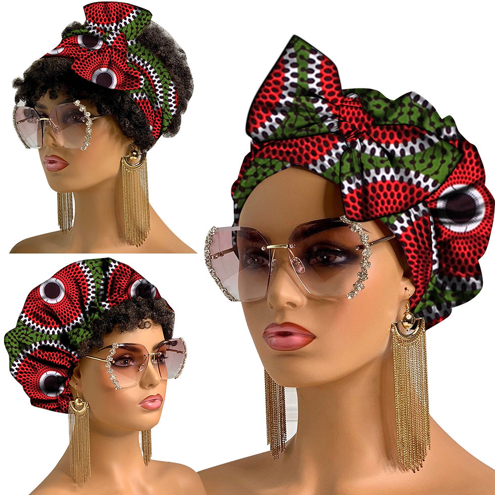 Thumbnail: Cotton Two Pieces Set Ankara Bonnet and Headwrap