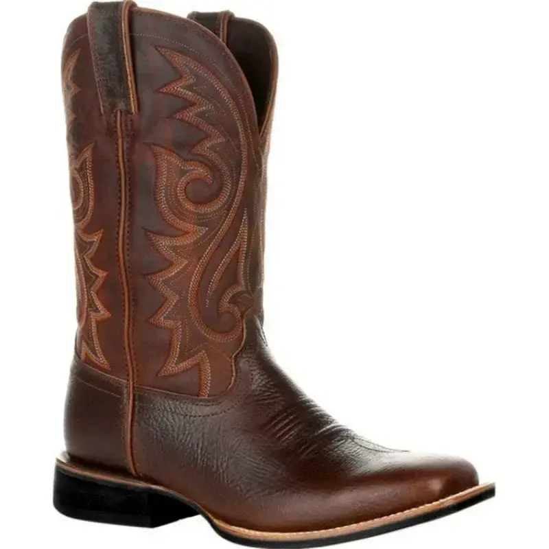 Thumbnail: Retro Designed Men Mid Calf Western PU Leather Cowboy Boots 