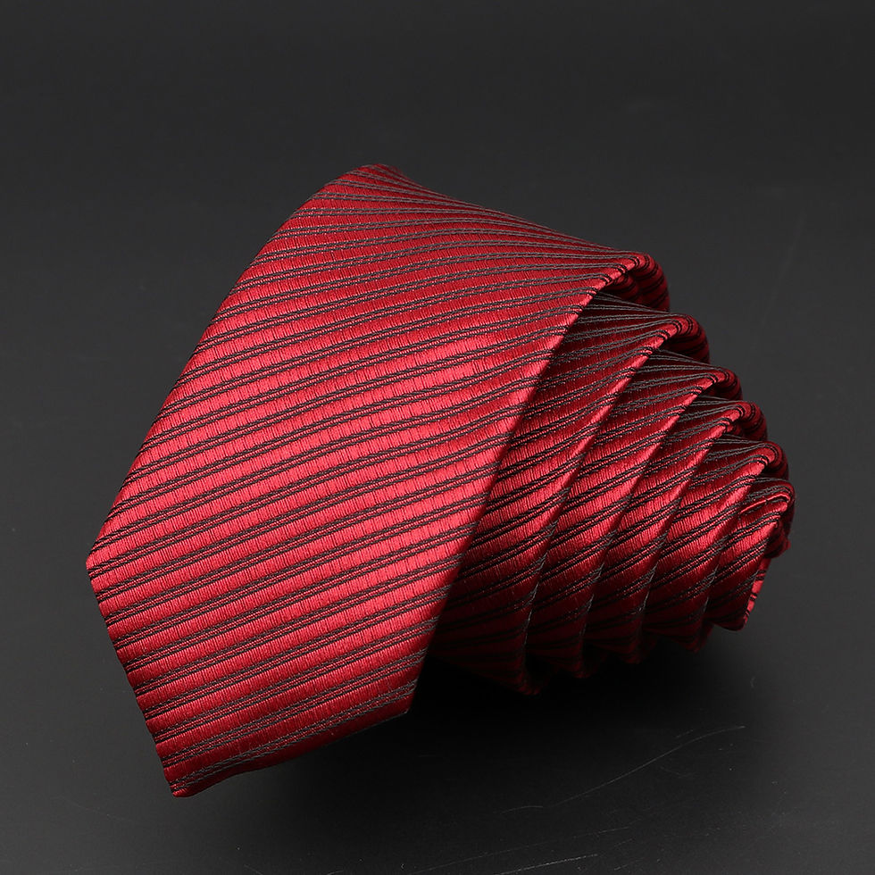 Thumbnail: Men 5cm Slim Solid Color Striped Polyester Necktie