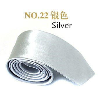 Thumbnail: Slim Skinny Solid Color Satin Neck Tie