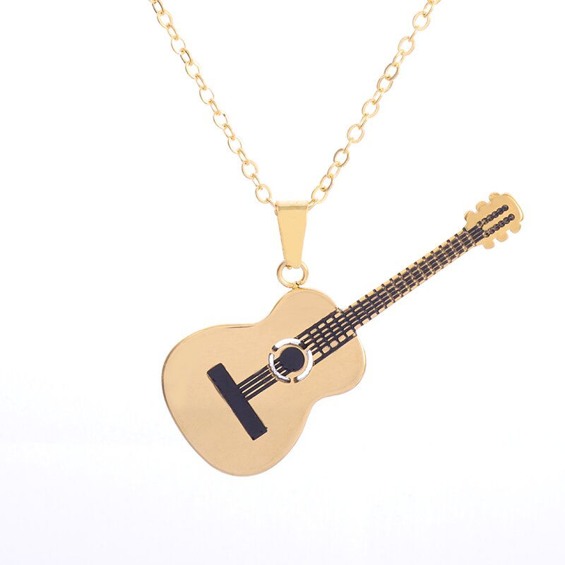 Thumbnail: Stainless Steel Music Guitar Pendant Necklace 
