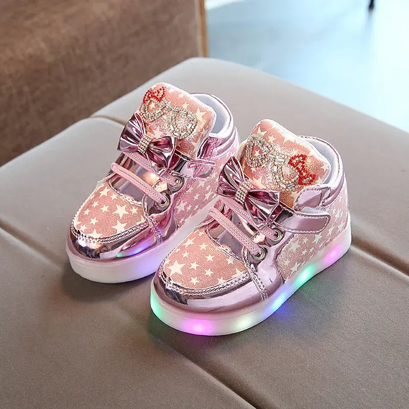 Thumbnail: Baby Girls Anti-slippery Luminous Sneakers Breathable Glowing Casual Shoes