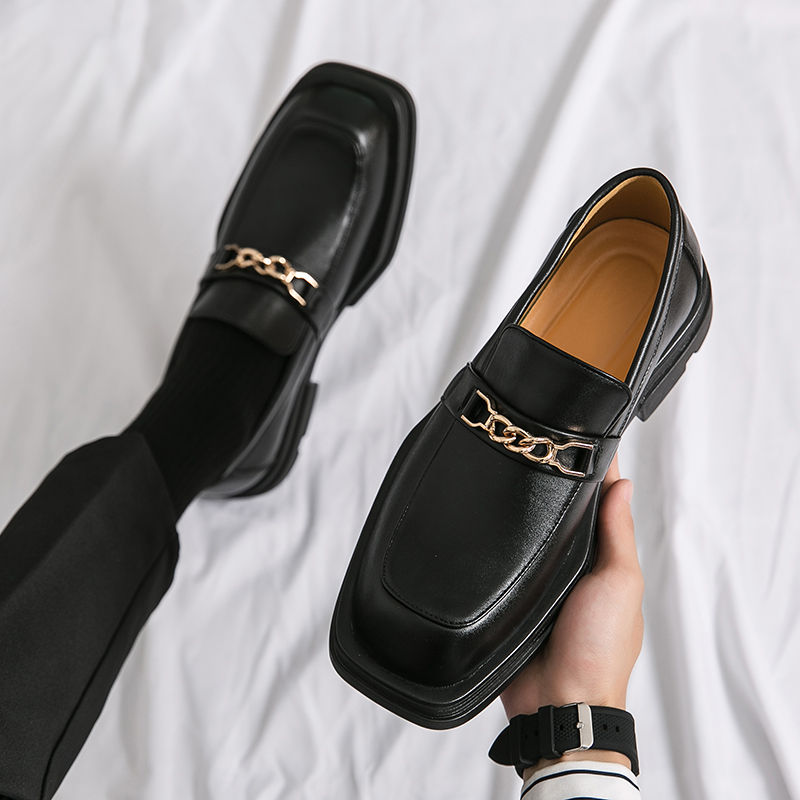 Thumbnail: Leather Platform Retro Low Top Loafers Shoes