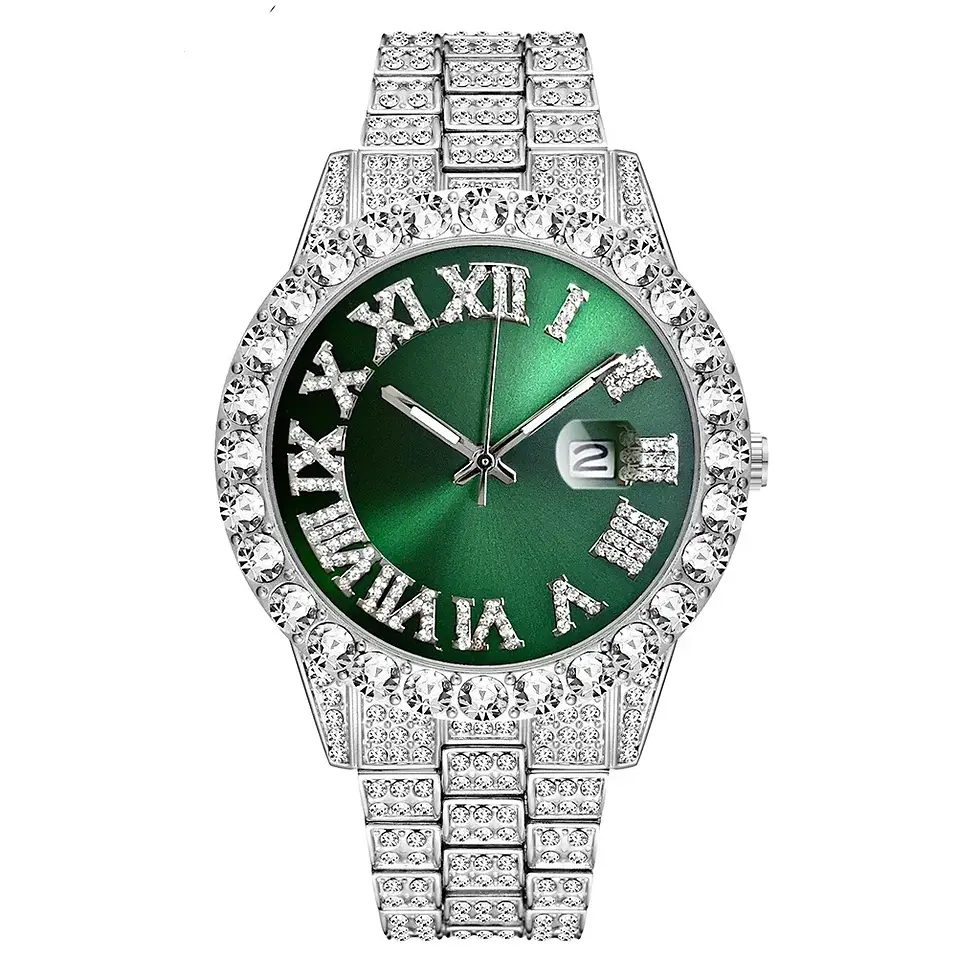 Thumbnail: Watch Bracelet Set Stainless Steel & Paved Rhinestones