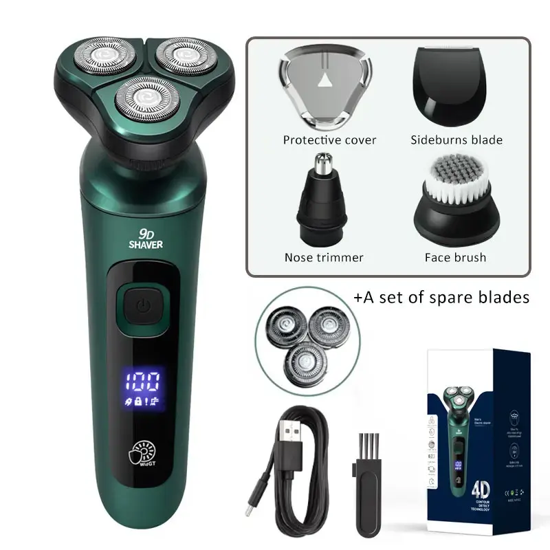 Thumbnail: Digital Display USB Rechargeable Multi-function Beard Razor Three-head +