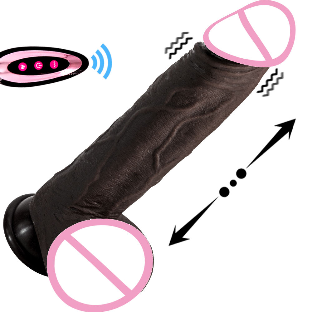 Black Wireless Vibrator Heating Skin Realistic Silicone Adult Toy