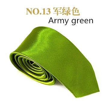 Thumbnail: Slim Skinny Solid Color Satin Neck Tie