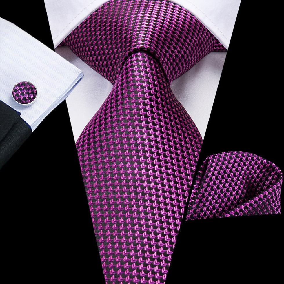 Thumbnail: 63" Silk Men's Tie Set Extra Long with Handkerchief