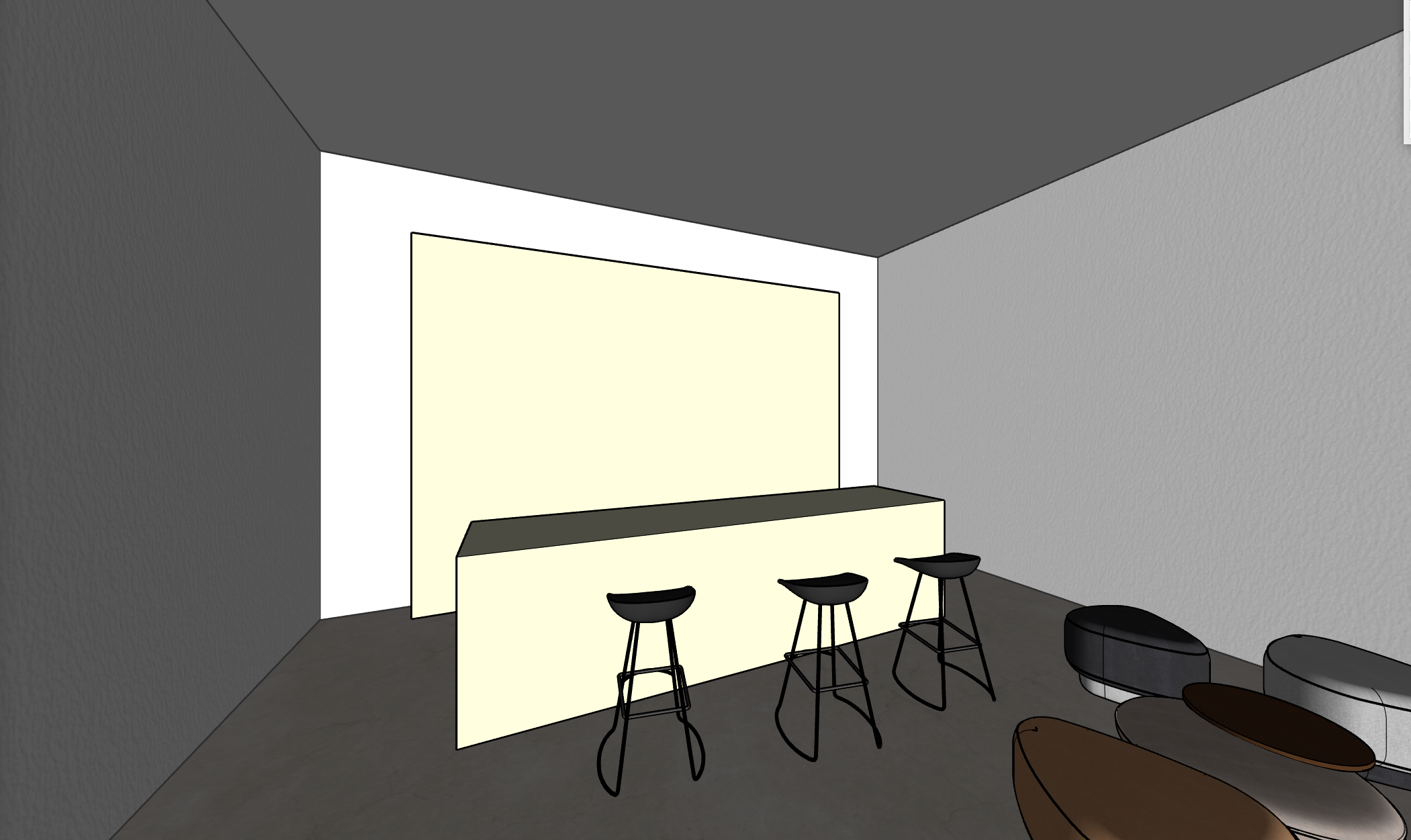A cozy and stylish living room with bright blue and white traditional Greek island architecture visible through large windows. The interior features a modern orange and white sofa, elegant gold floor lamps, a wooden coffee table, and a bookshelf filled with books. Blue accents and Mediterranean elements create a warm, inviting atmosphere. This image was generated using ArchiVinci AI.