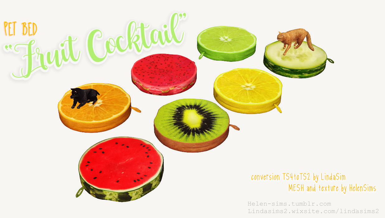 TS4toTS2_PetBed__FruitCocktail_MESH and texture by HelenSims_7color