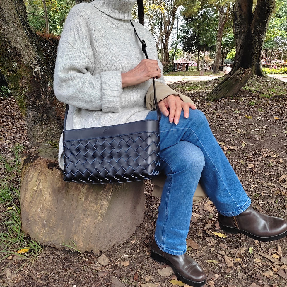 Miniatura: Bolso Negro Trama Azul