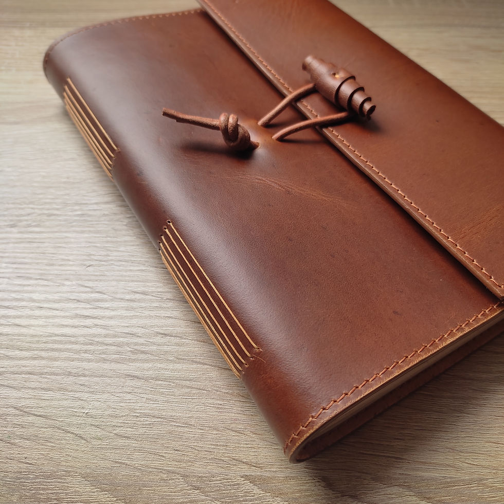 Miniatura: Libreta Flexible Cuero Café y Forro Habano