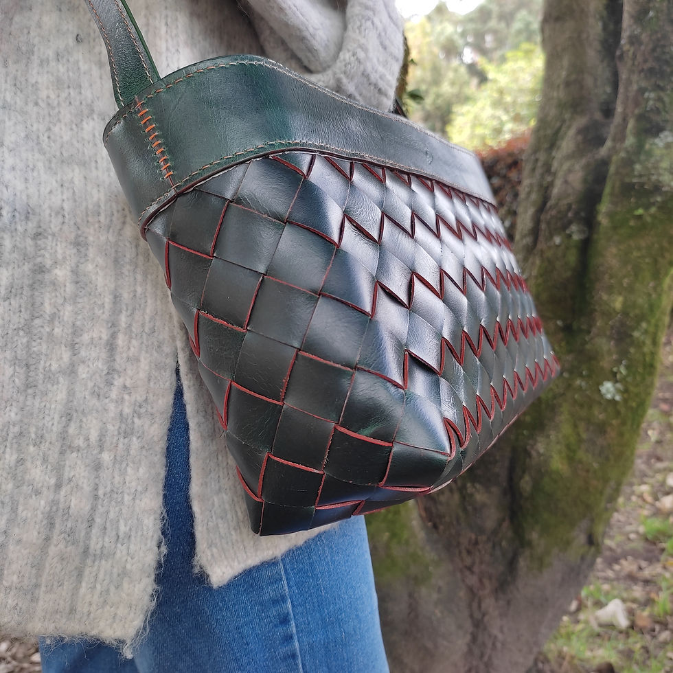 Miniatura: Bolso Verde Trama Naranja