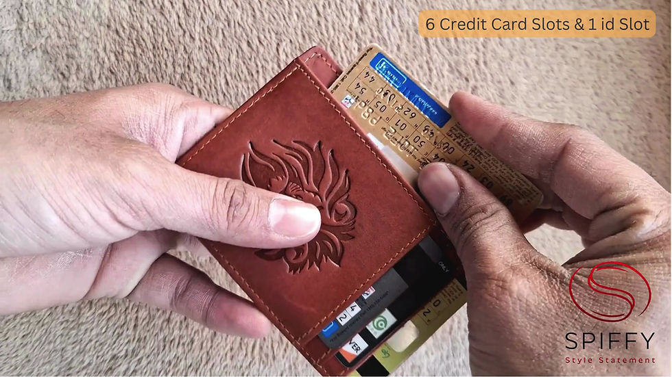 Thumbnail: Spiffy Genuine Leather Lion Embossed Slim Card Holder Wallet - Brown