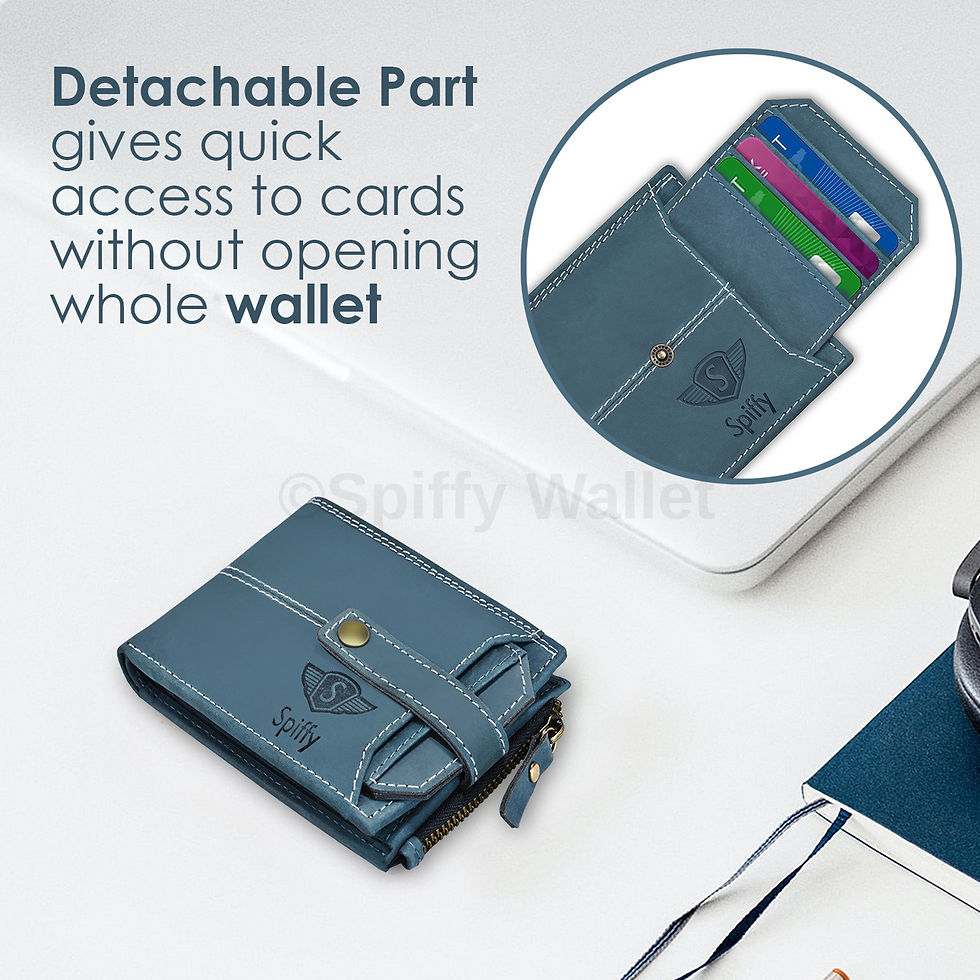 Thumbnail: Spiffy W03 Genuine Leather Wallet For Men Leather Stylish - Blue