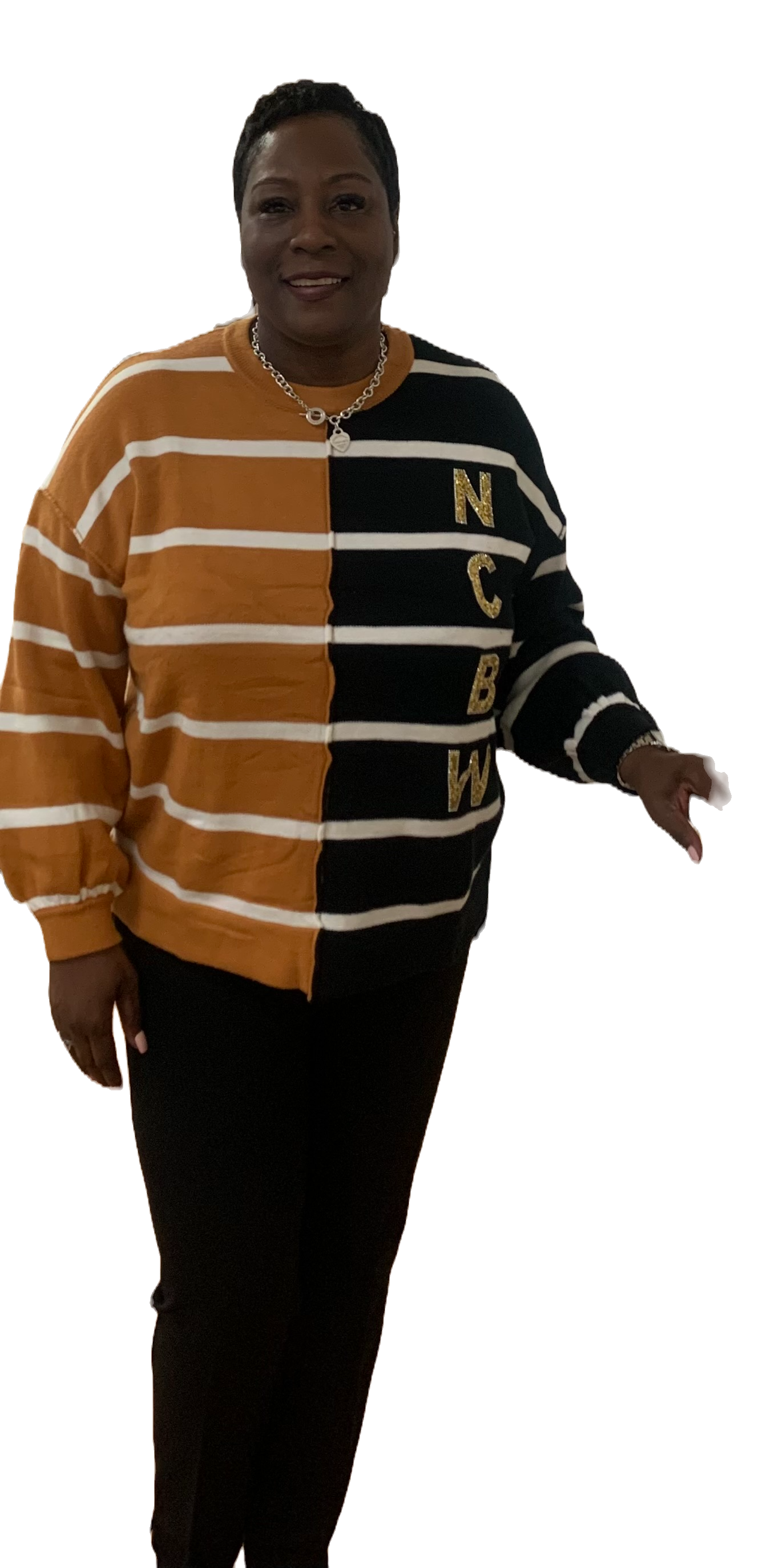 NCBW 100 Black and Gold Striped Sweater