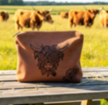 Highland Cow Hand-burned Handbag