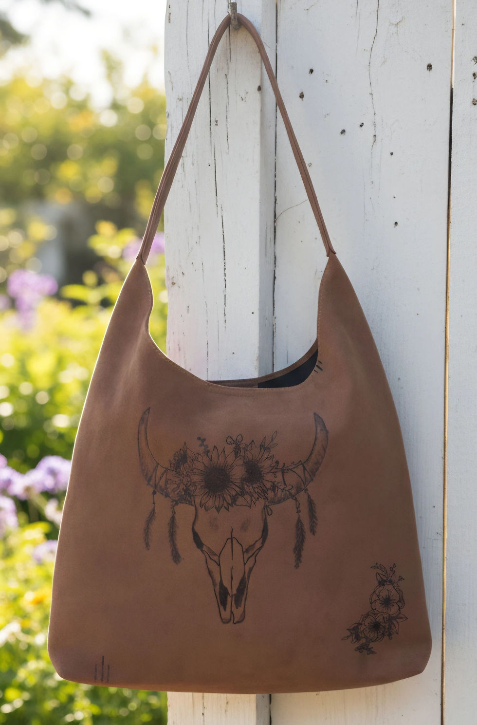 Longhorn Hand-burned Boho Bag