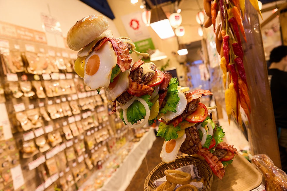 食品サンプルのディスプレイ