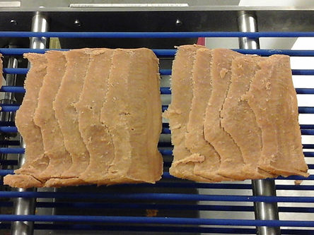 Grouped, shingled vegetarian slices