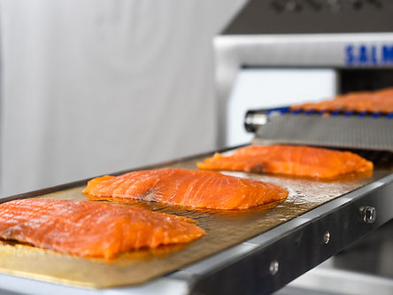 Shingled smoked salmon slices