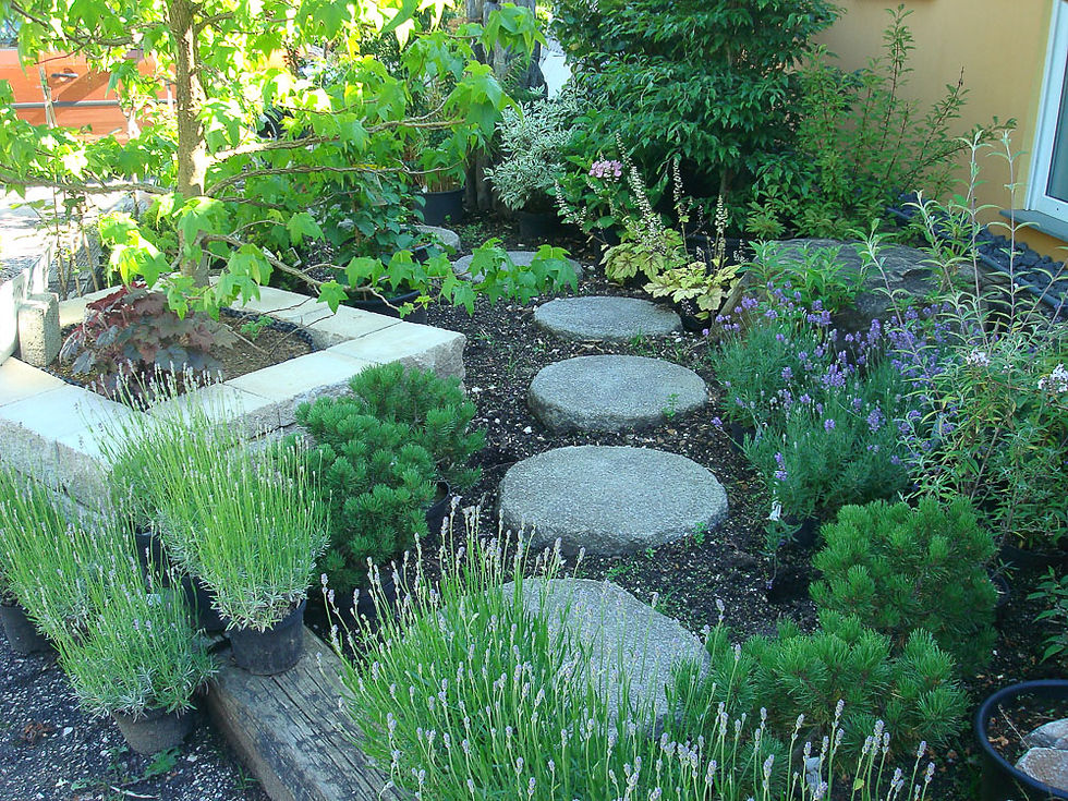 Gartenbeet mit Steinelemente