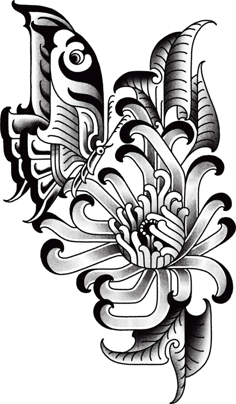 Grafik Blume mit Schmetterling F. „Otmar Wittt“