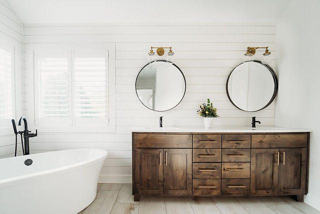 Wood vanity and quality finish. Classic over trendy. Highest ROI when selling a home.