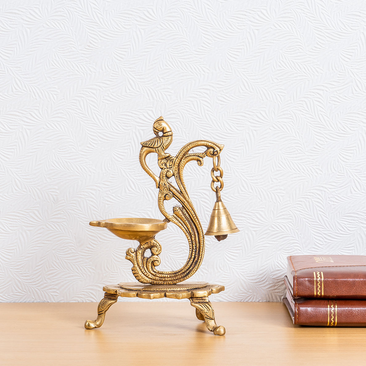 Brass Parrot Diya With Bell