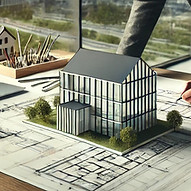 DALL·E 2025-03-13 14.47.34 - An architect designing a modern building, sketching blueprint